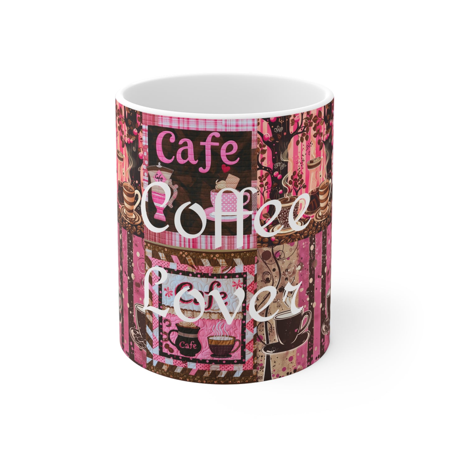 Custom "Cafe quilt" coffee mug- Add your desired text