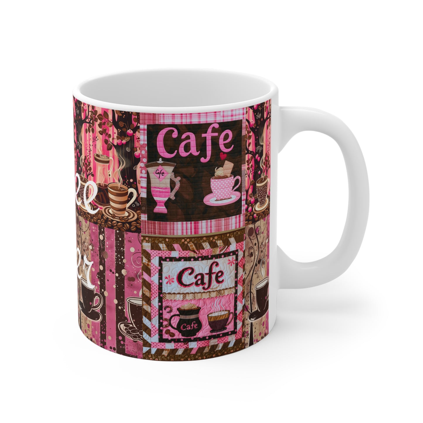 Custom "Cafe quilt" coffee mug- Add your desired text